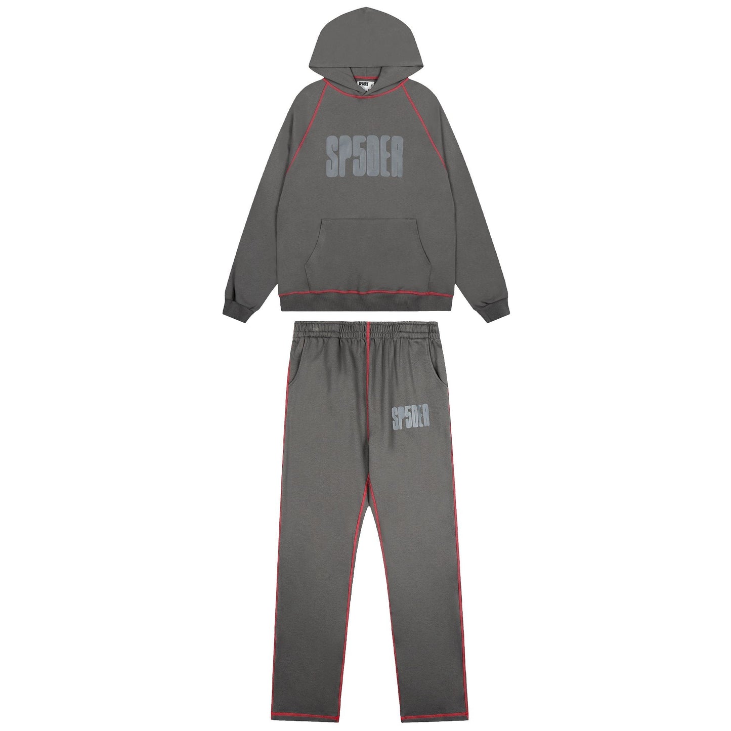 Sp5der Charcoal Gray Hoodie & Sweatpants Matching Set — hero