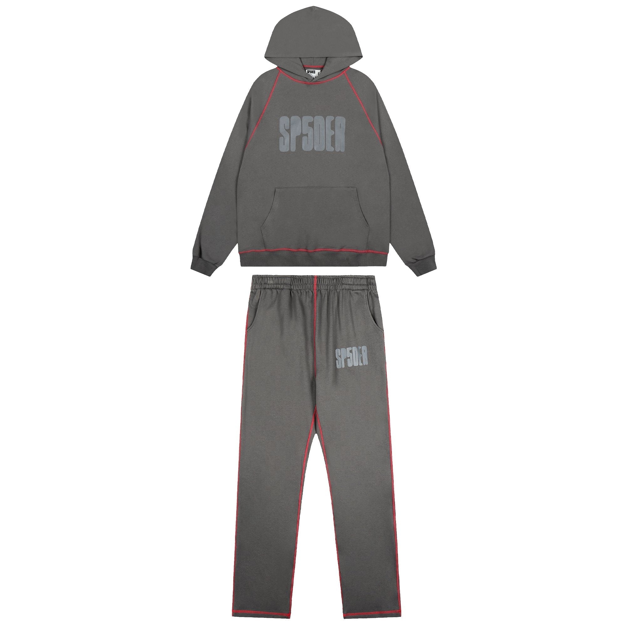 Sp5der Charcoal Gray Hoodie & Sweatpants Matching Set — hero
