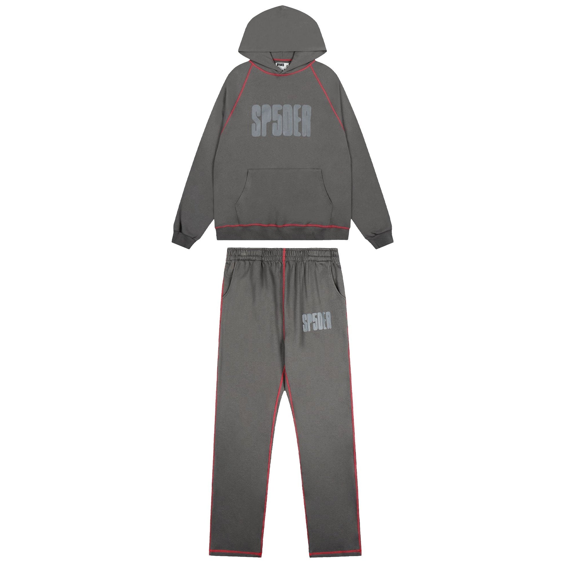 Sp5der Charcoal Gray Hoodie & Sweatpants Matching Set — hero