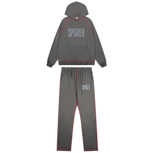 Sp5der Charcoal Gray Hoodie & Sweatpants Matching Set — hero
