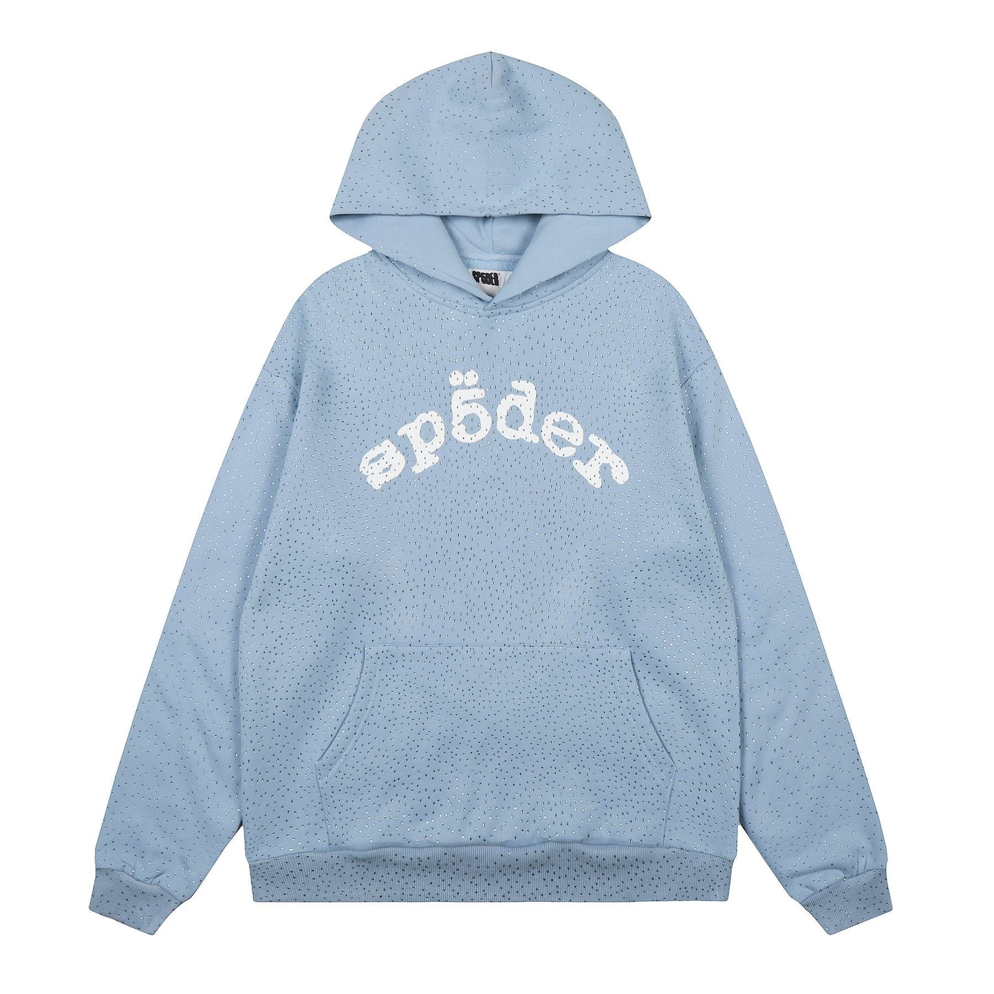 Sp5der Rhinestone Hoodie & Pants Matching Set — front