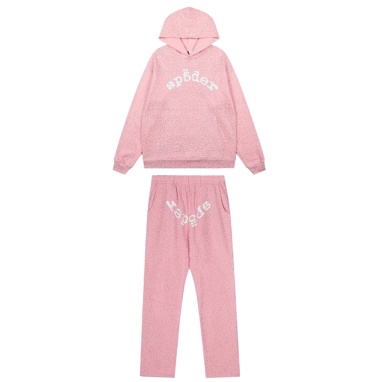 Sp5der Rhinestone Hoodie & Pants Matching Set — front