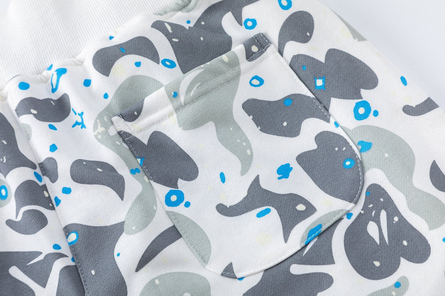BAPE Camo Shark Graphic Shorts — detail
