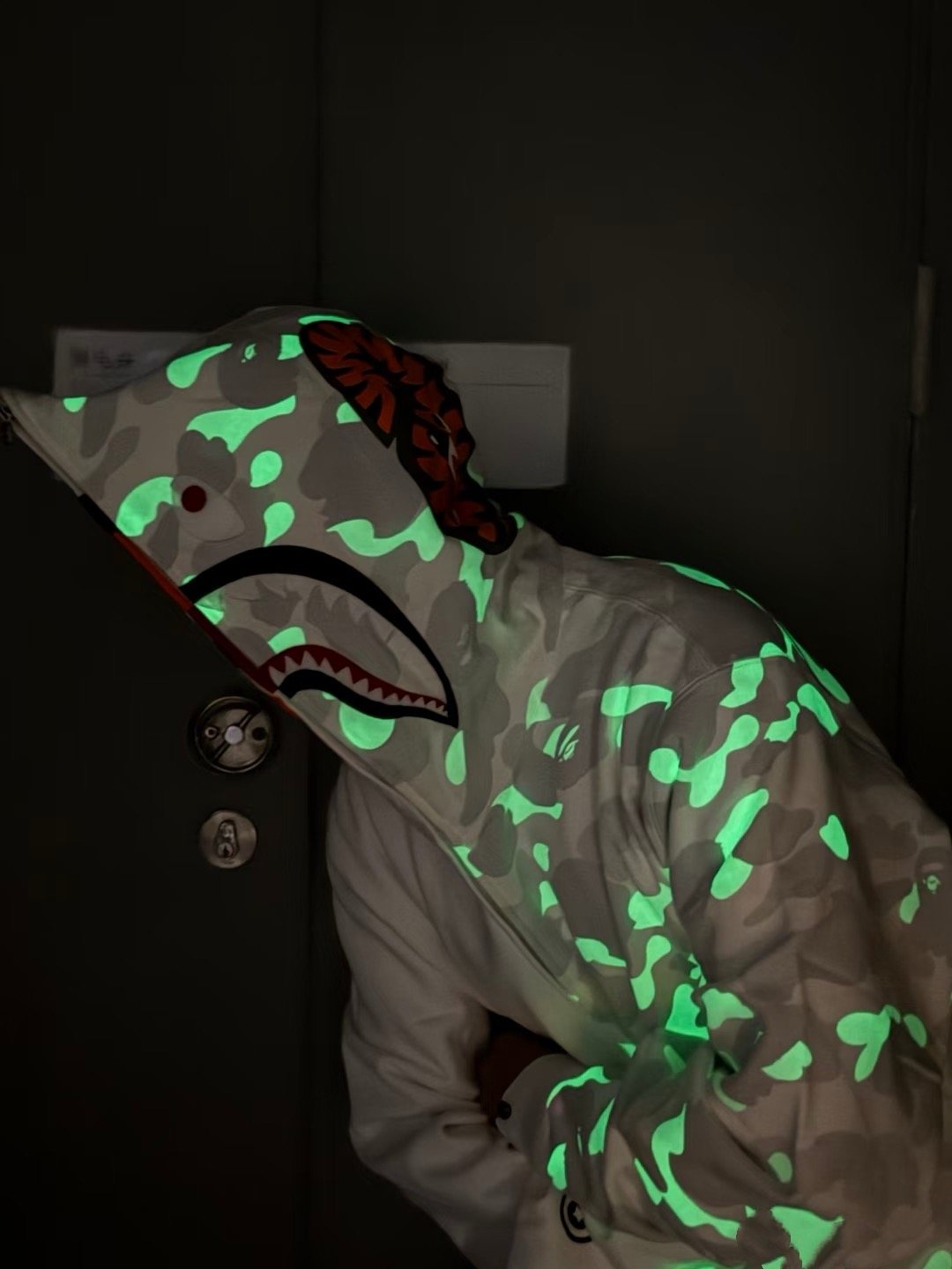 BAPE Shark Glow Camo Full-Zip Hoodie — detail