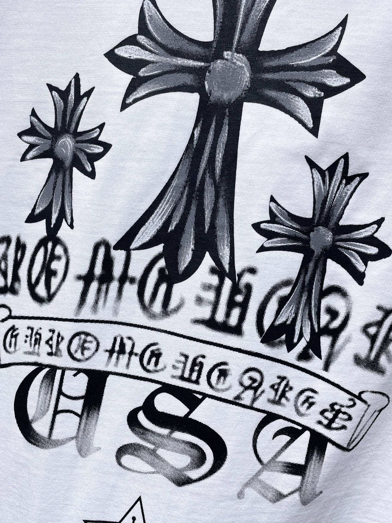 Chrome Hearts Floral Cross USA Graphic T-Shirt — fabric_closeup