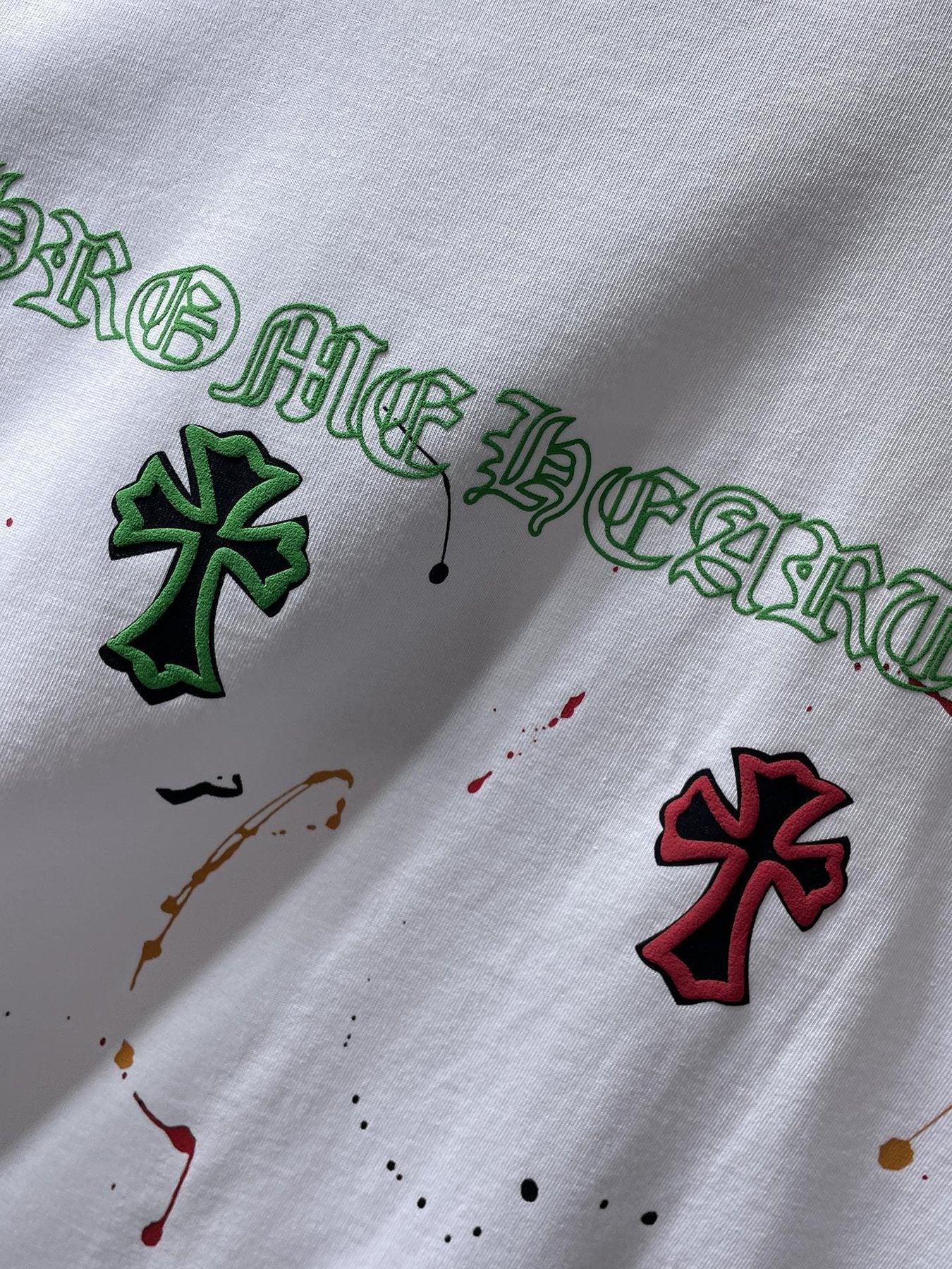 Chrome Hearts Cross Paint Splatter Graphic T-Shirt — detail