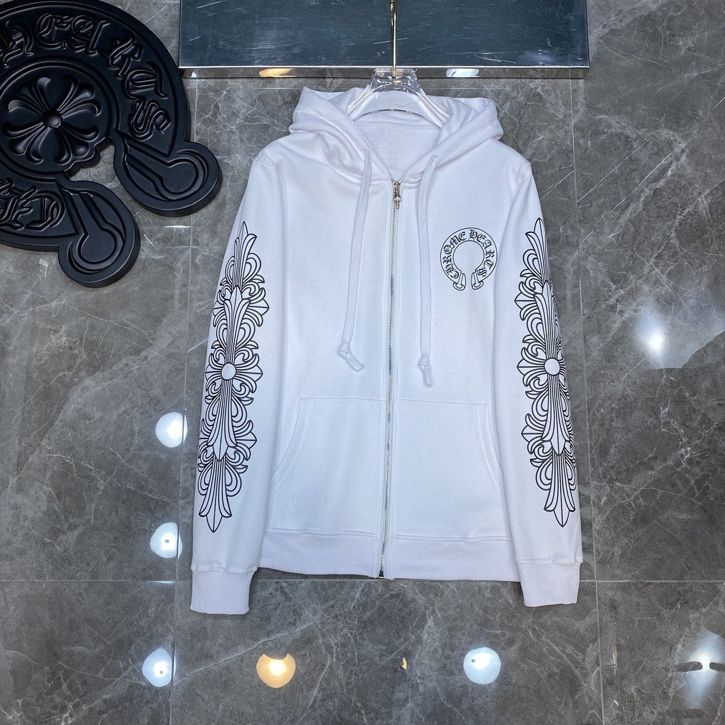 Chrome Hearts Horseshoe Graphic Zip Hoodie — front