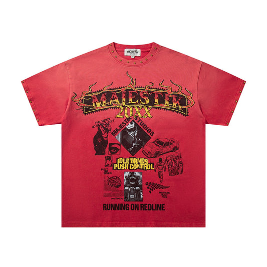 MAJESTIK Washed Red Graphic Short-Sleeve T-Shirt — hero