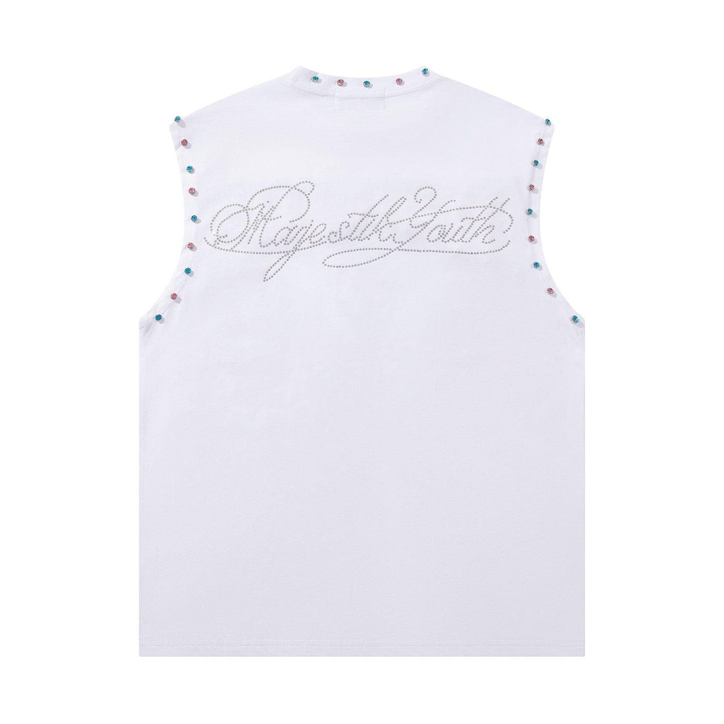 MAJESTIK Horse Rider Rhinestone Sleeveless T-Shirt — back