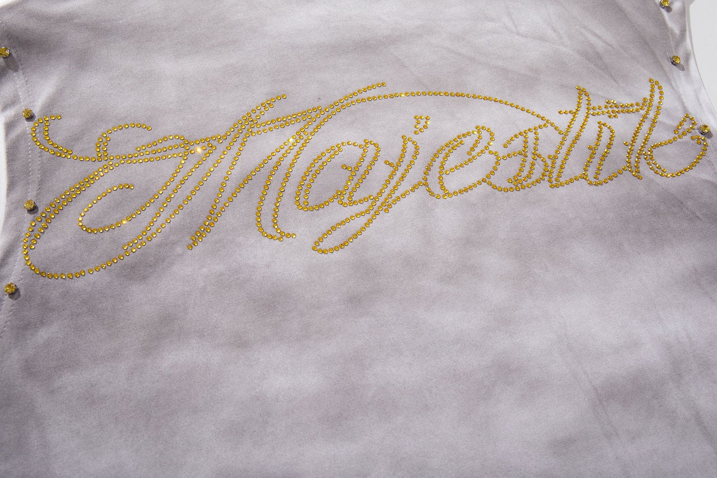 MAJESTIK Studded Washed Graphic Sleeveless T-Shirt — detail