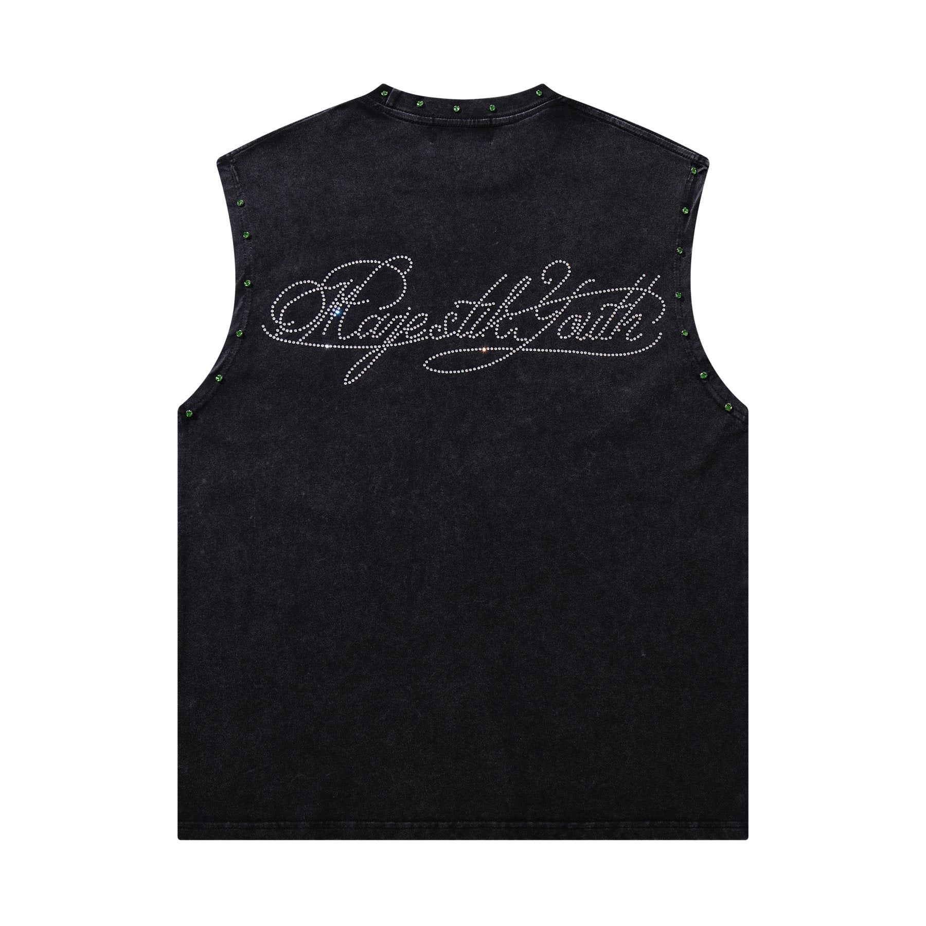 MAJESTIK Rhinestone Graphic Sleeveless T-Shirt — back