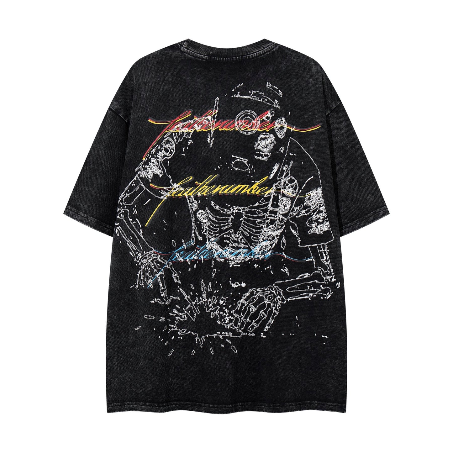 MAJESTIK Robot & Skeleton Graphic T-Shirt — back