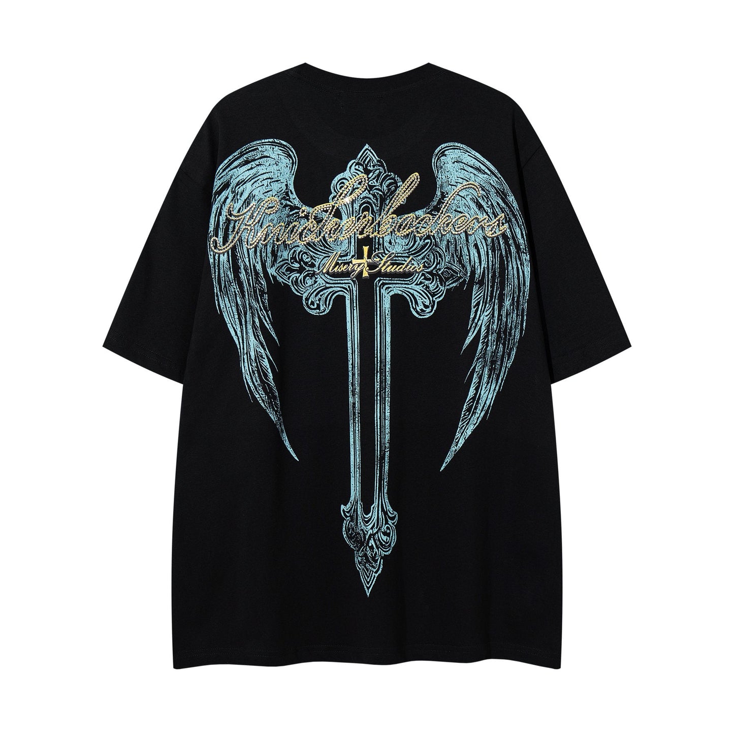 MAJESTIK Alien Skull Wing Graphic T-Shirt — back