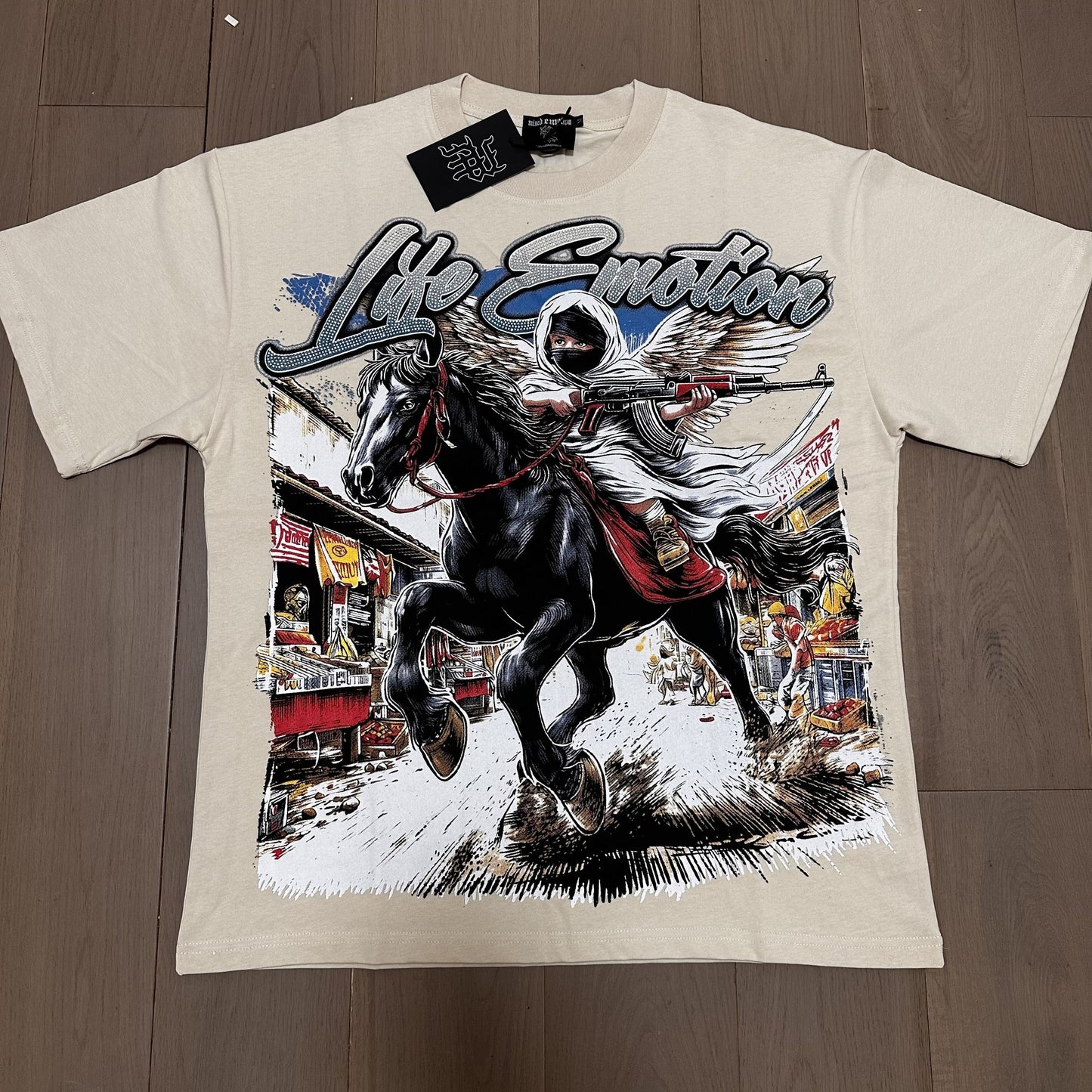 MIXED EMOTION Horse-and-Rider Graphic T-Shirt — hero