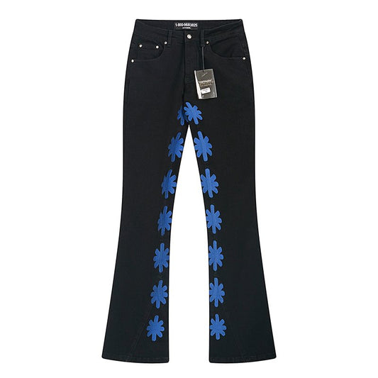 LOSTSHDWS Floral Applique Flared Jeans — hero