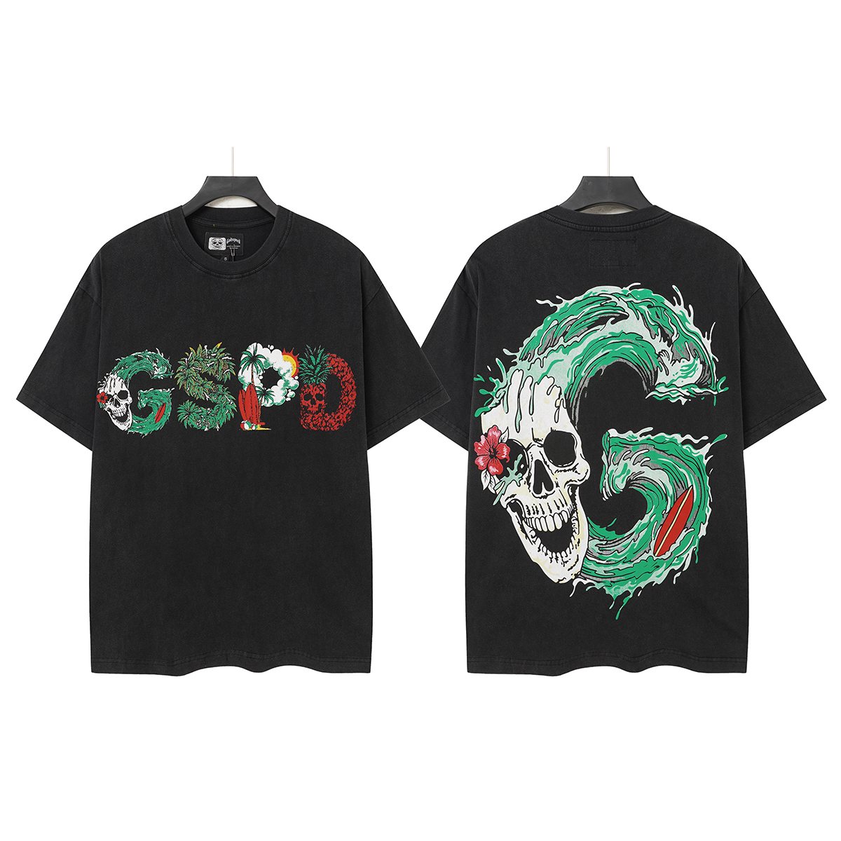 Godspeed Tropical Skull Wave Graphic T-Shirt — hero
