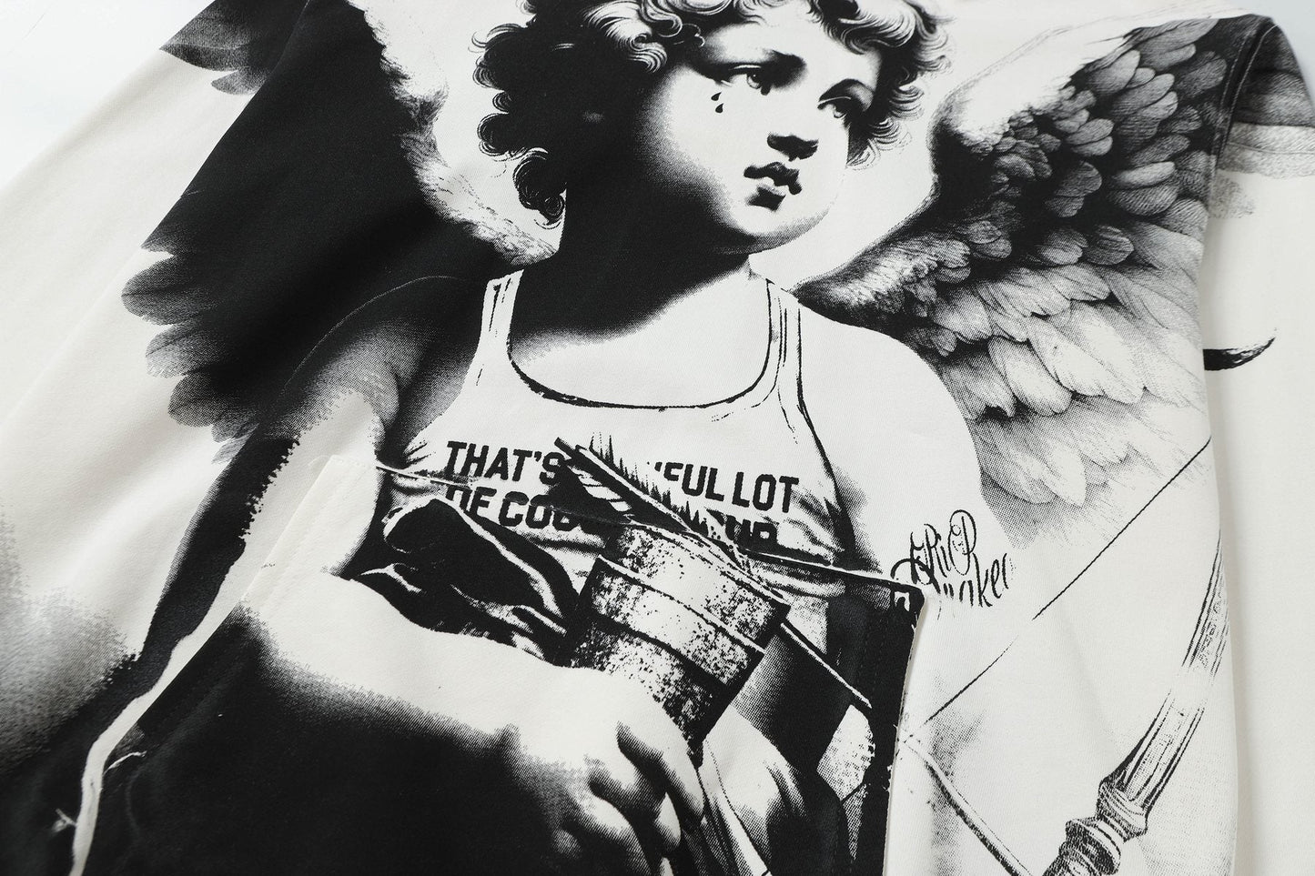 THAT'S A AWFUL LOT OF COUGH SYRUP Angel Graphic Hoodie — detail