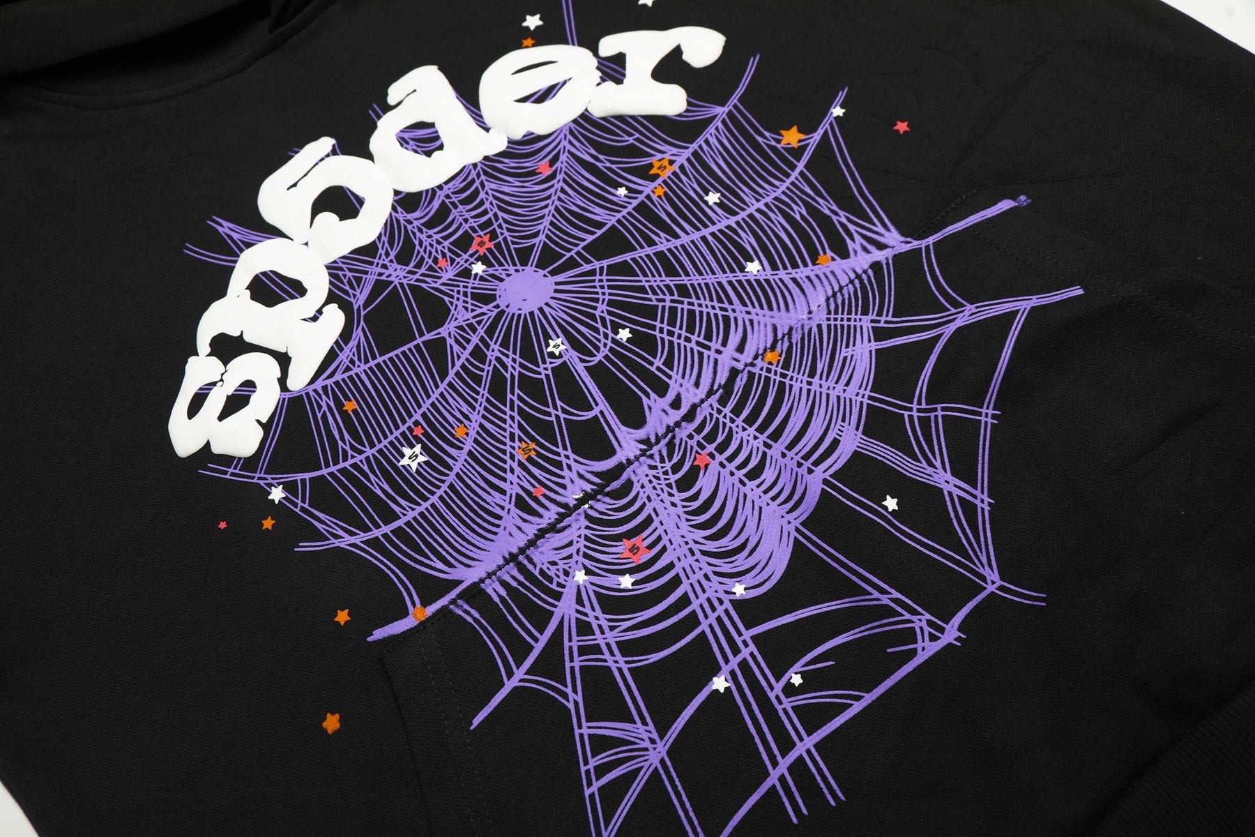 Sp5der Spiderweb Graphic Pullover Hoodie — detail