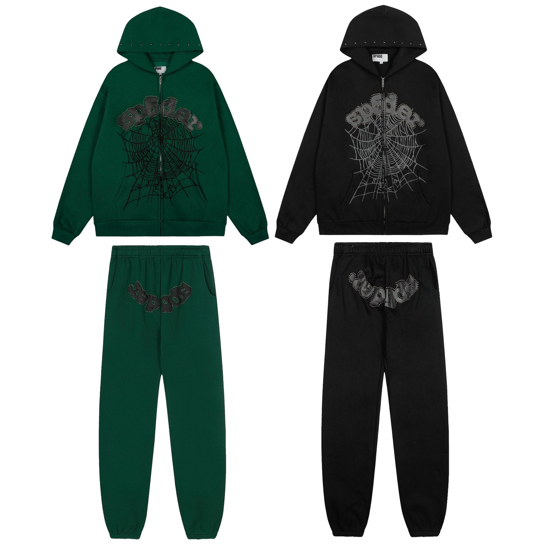 Sp5der Spiderweb Graphic Zip Hoodie & Sweatpants Matching Set — comparison