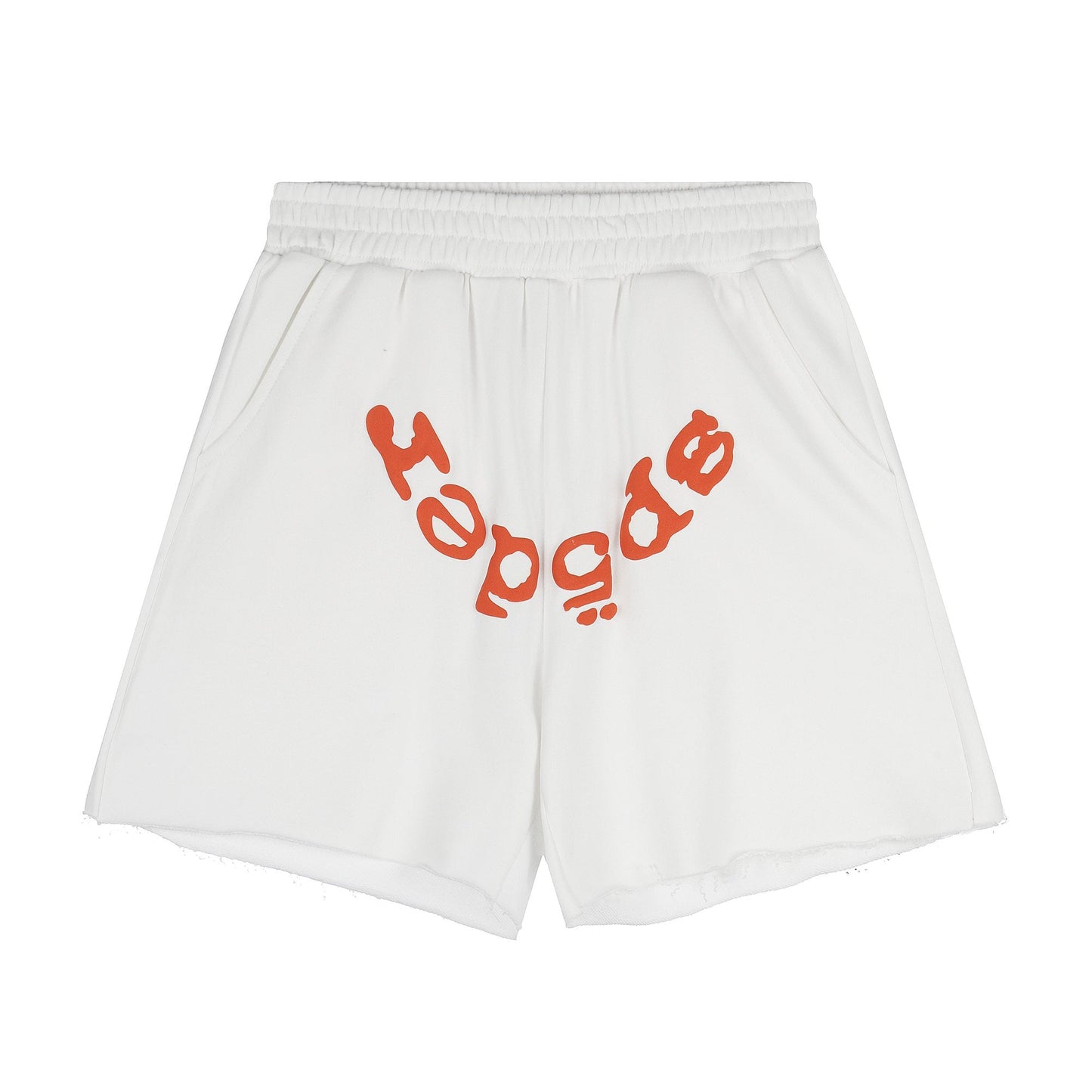 Sp5der Curved Wordmark Raw-Hem Shorts — hero