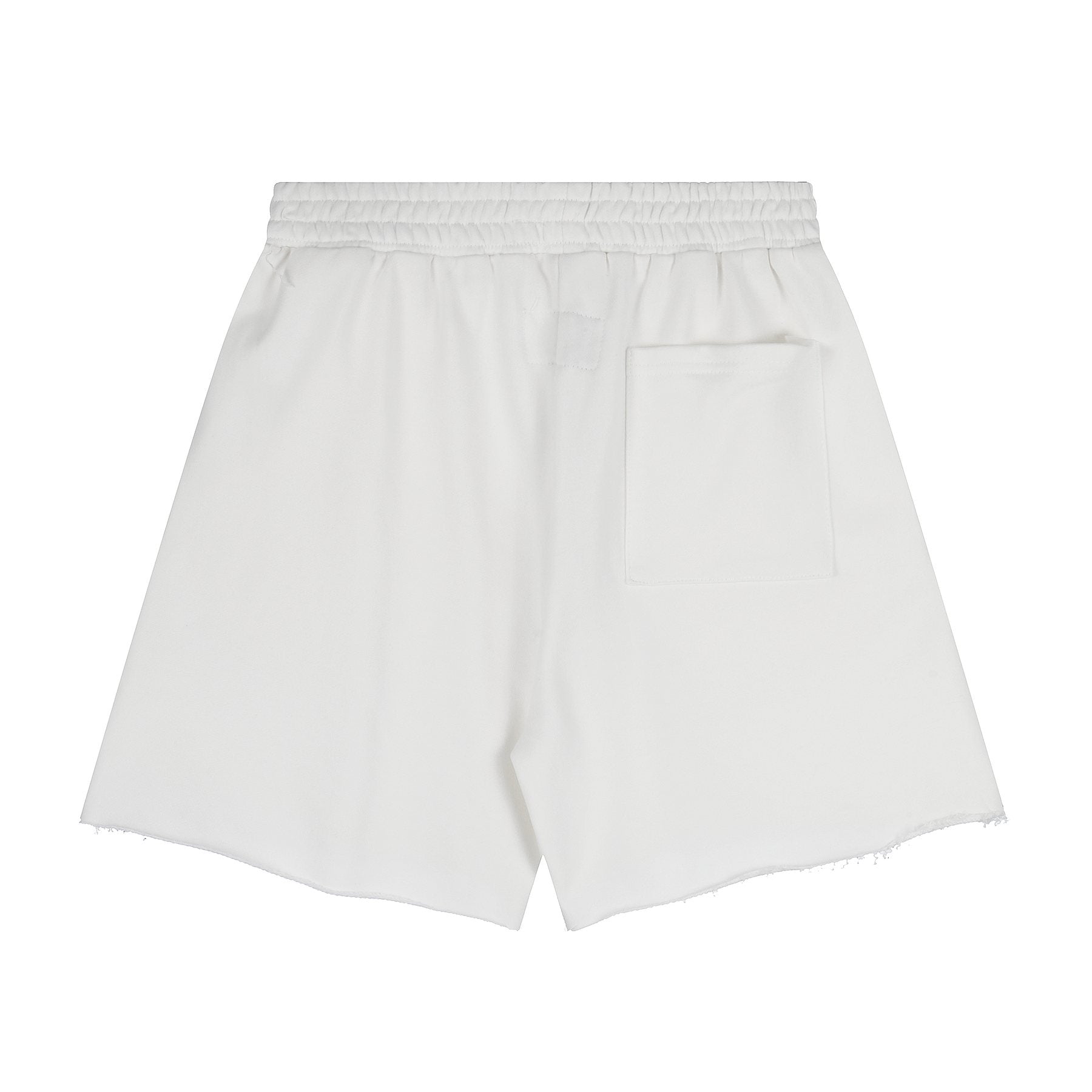 Sp5der Curved Wordmark Raw-Hem Shorts — back