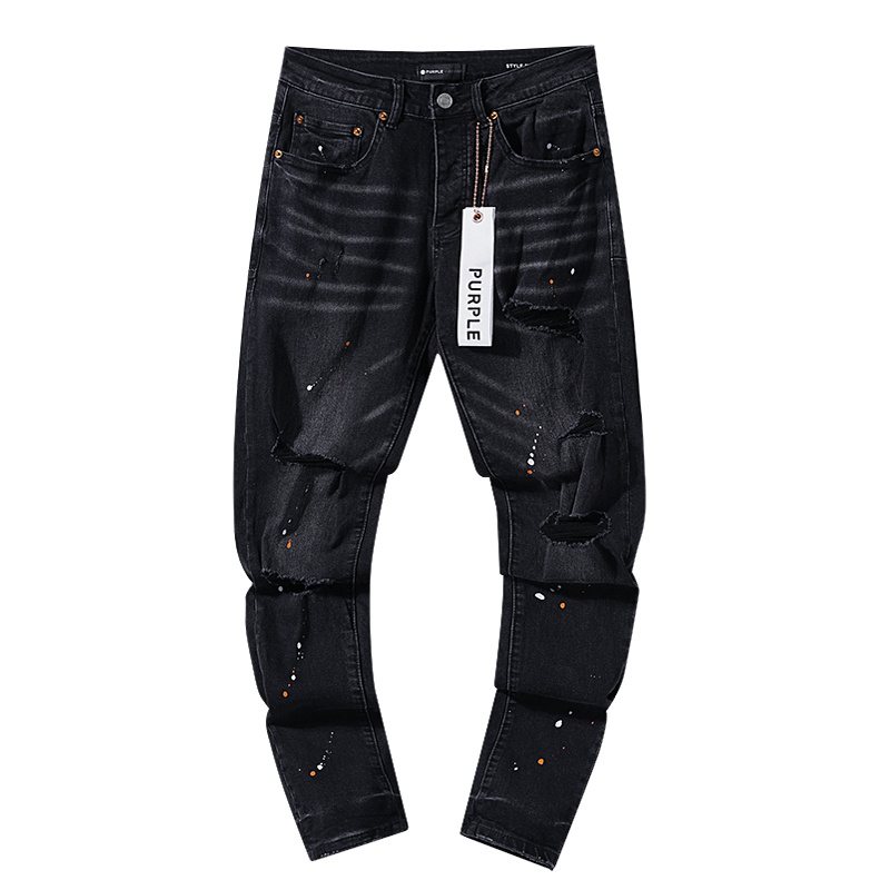 Purple Brand Paint-Splatter Distressed Jeans — hero