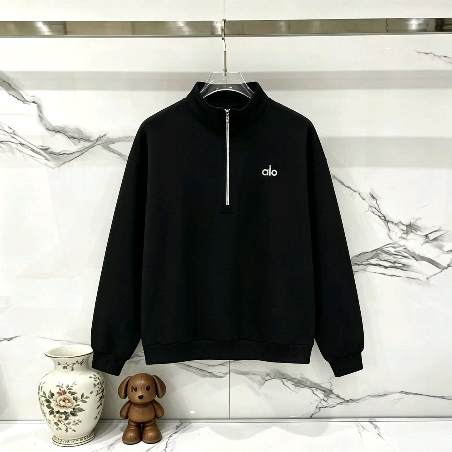alo K503 Half-Zip Sweatshirt & Sweatpants Matching Set — front