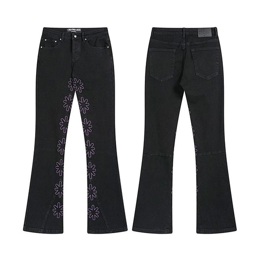 LOSTSHDWS Floral Embroidered Flared Jeans — hero