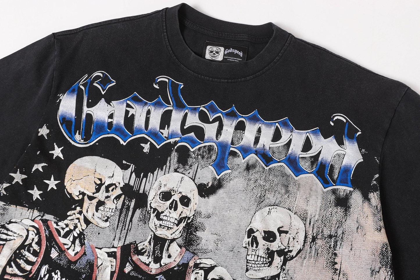 Godspeed Skeleton Basketball Number 14 T-Shirt — detail
