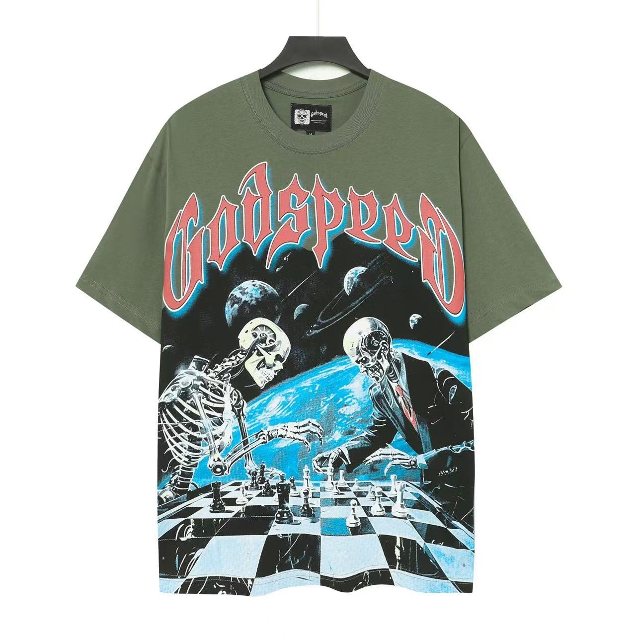 Godspeed Skeleton Chess Graphic T-Shirt — front