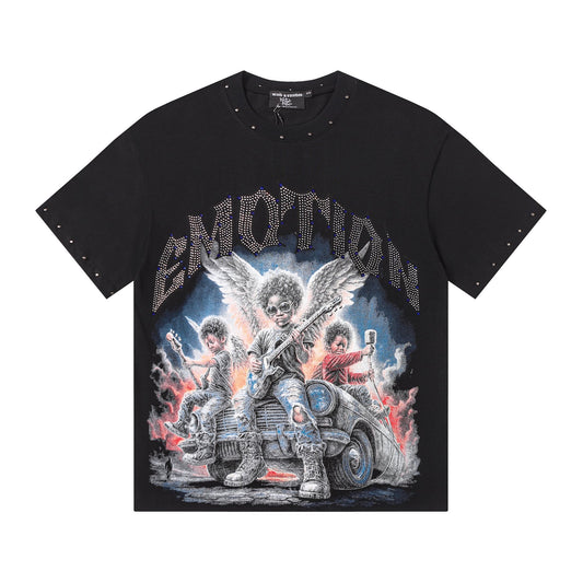 MIXED EMOTION Studded Angel Graphic T-Shirt — hero