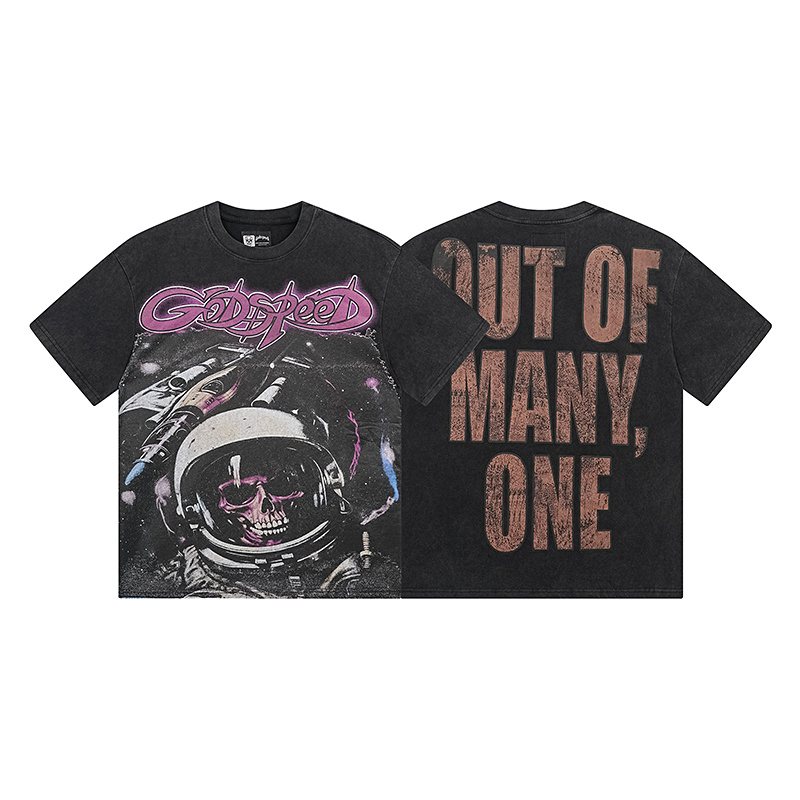 Godspeed Out of Many One Astronaut Skull Graphic T-Shirt — hero