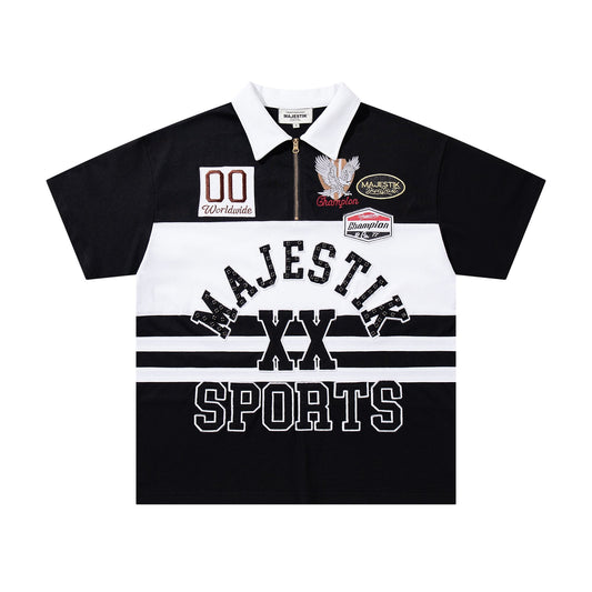 MAJESTIK XX Sports Graphic Zip Polo Shirt — hero