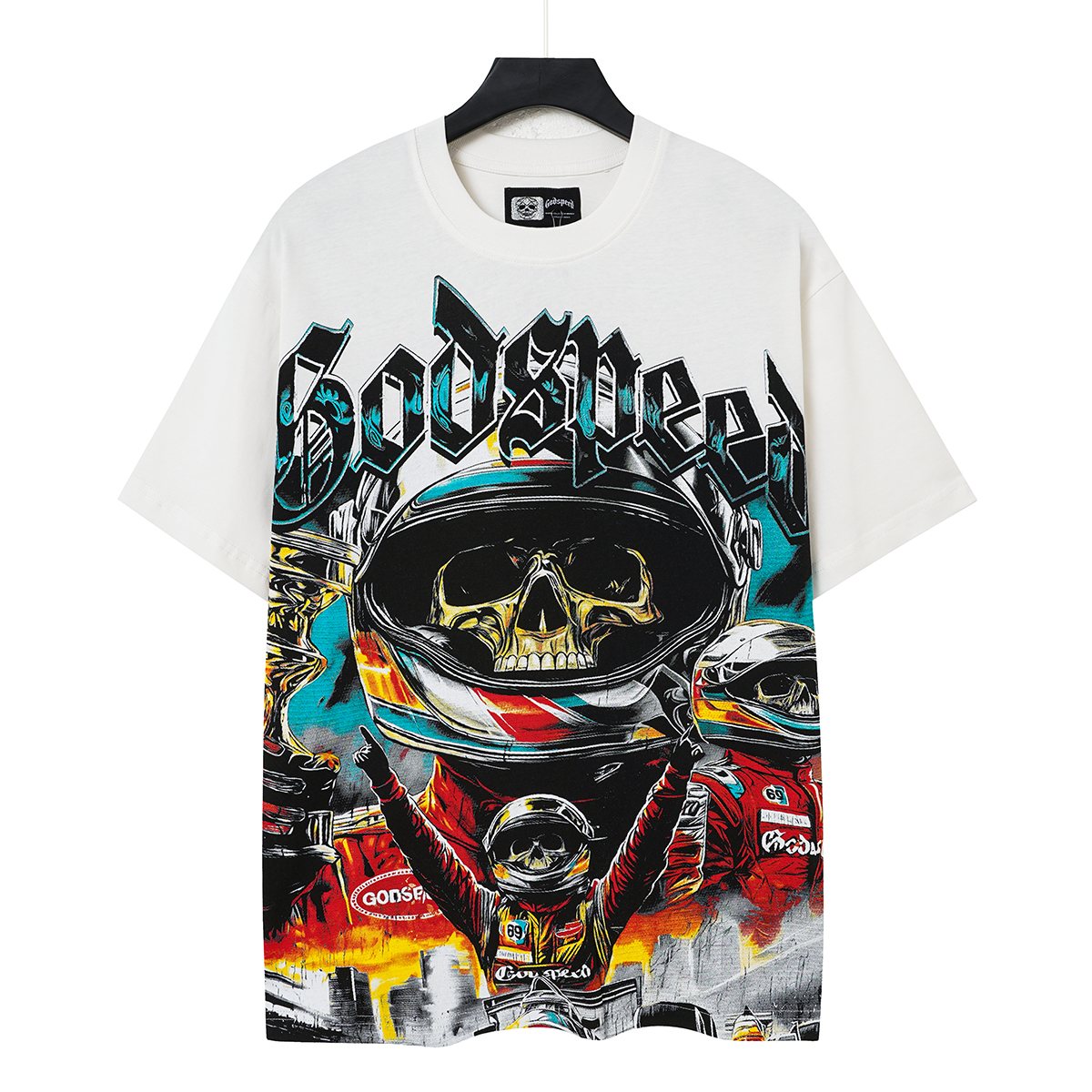 Godspeed Racing Skull Skateboarder Graphic T-Shirt — hero