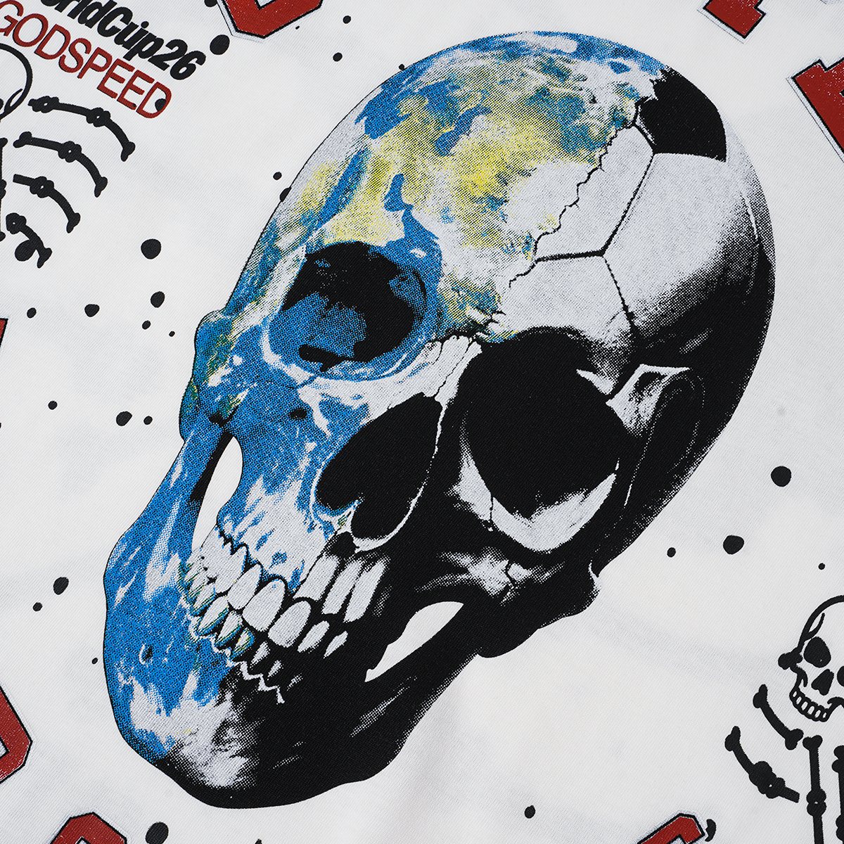 Godspeed World Cup 2026 Skull Globe T-Shirt — detail