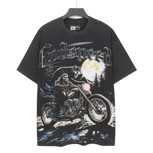 Godspeed Motorcycle Wolf Moon Graphic T-Shirt — hero