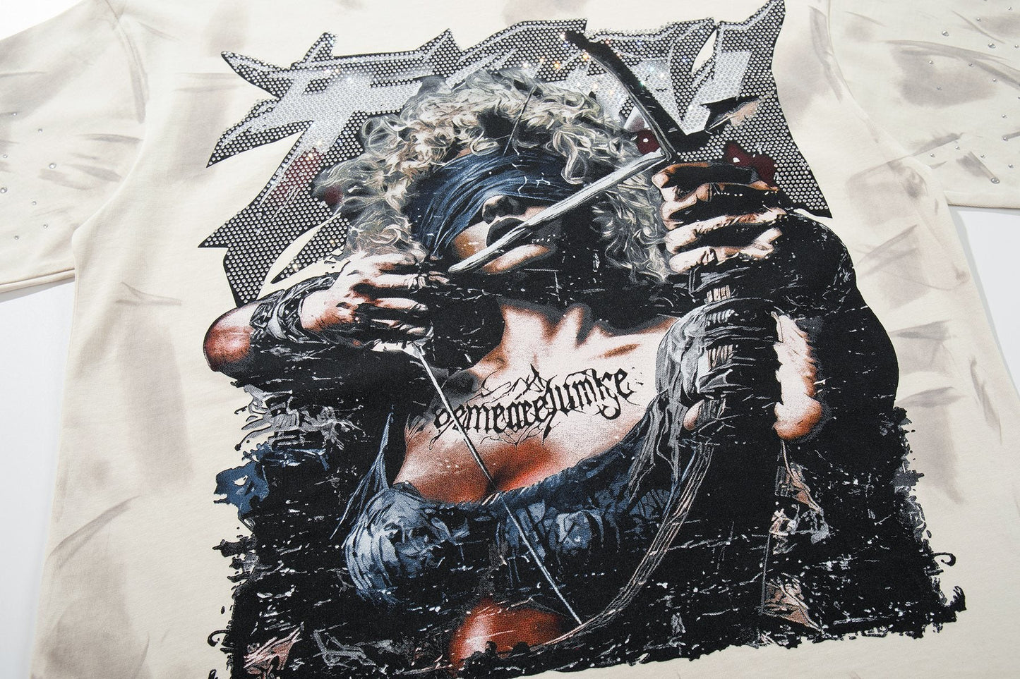BKYS Revival Rhinestone Portrait Graphic T-Shirt — detail