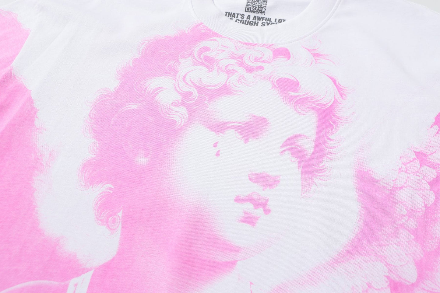 THAT'S A AWFUL LOT OF COUGH SYRUP Angel Gothic Text Graphic T-Shirt — detail