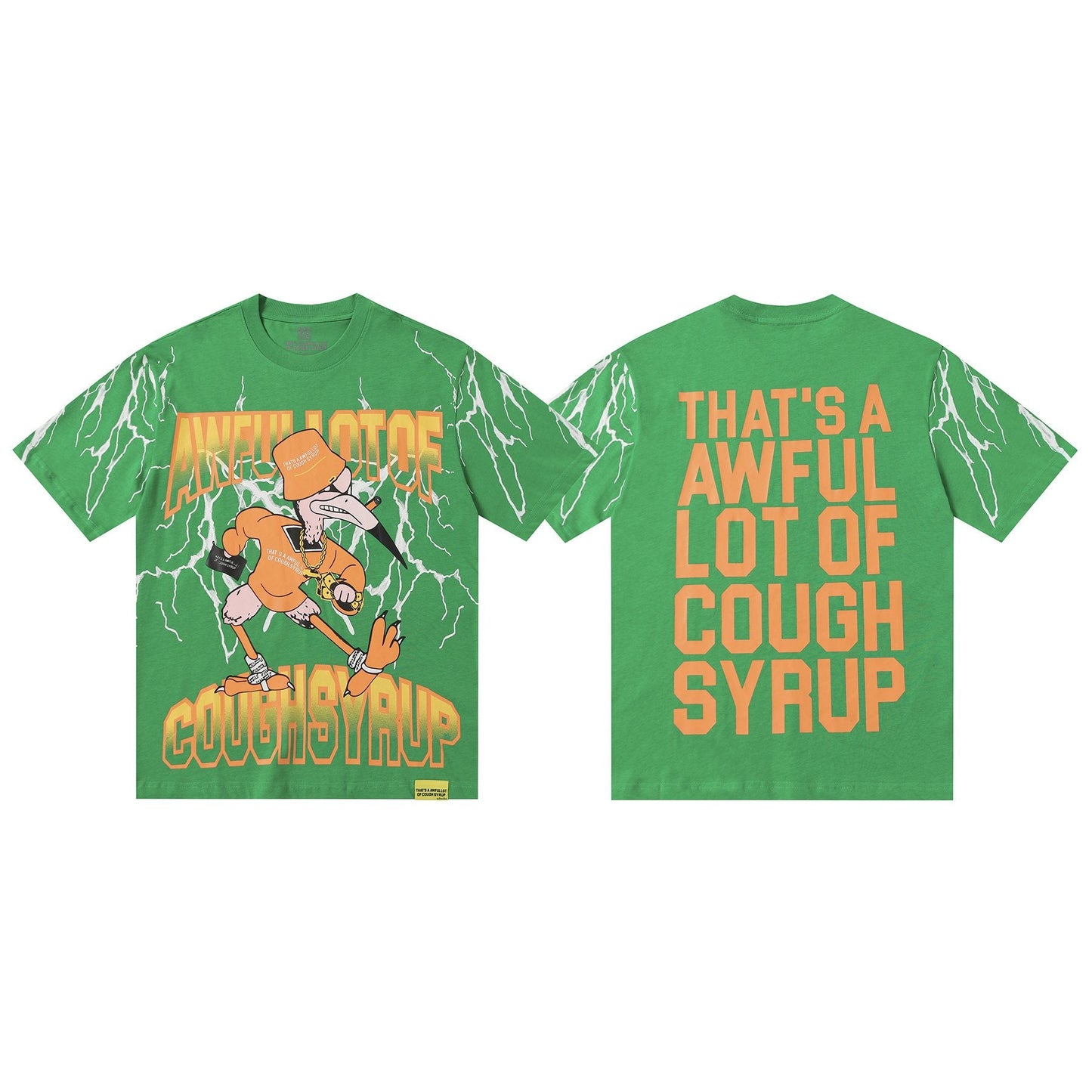 THAT'S A AWFUL LOT OF COUGH SYRUP Lightning Cartoon Graphic T-Shirt — hero
