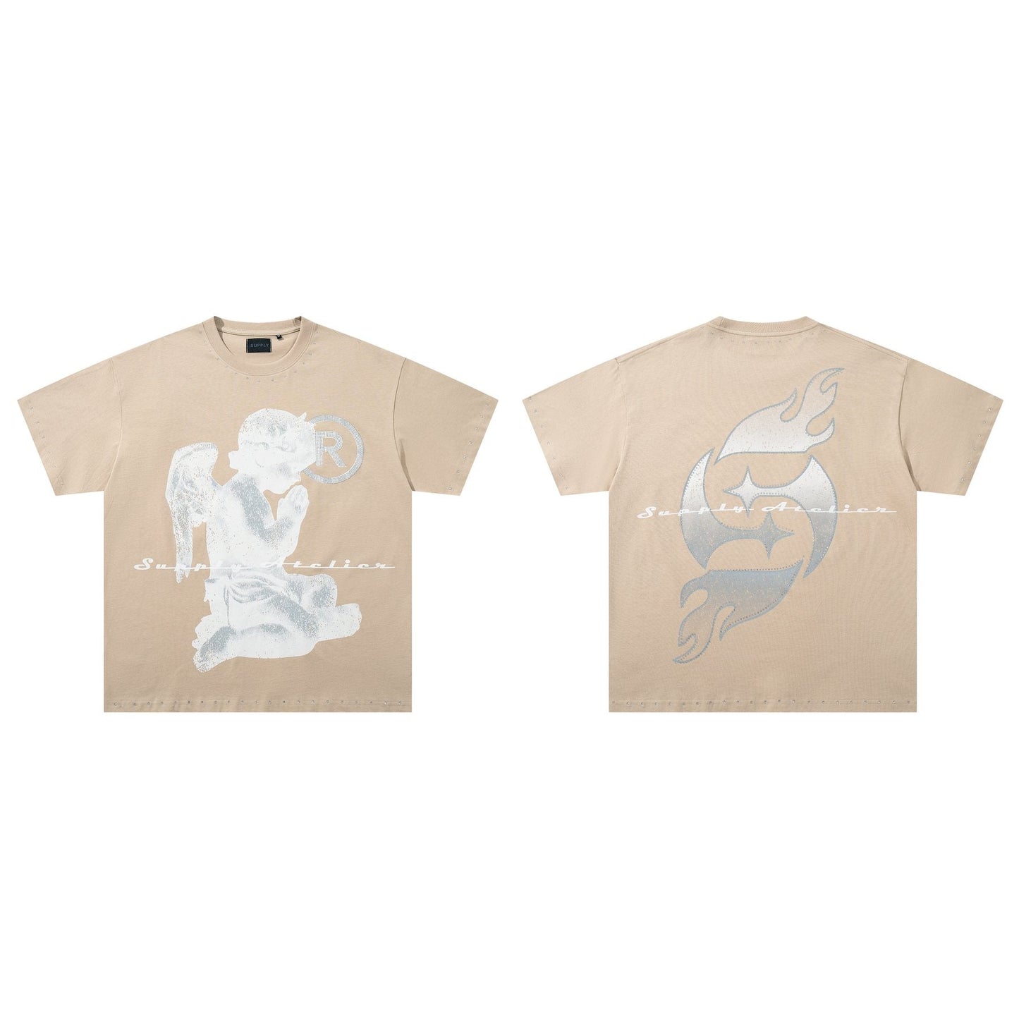 SUPPLY TEE Stud-Trim Flame Graphic T-Shirt — hero
