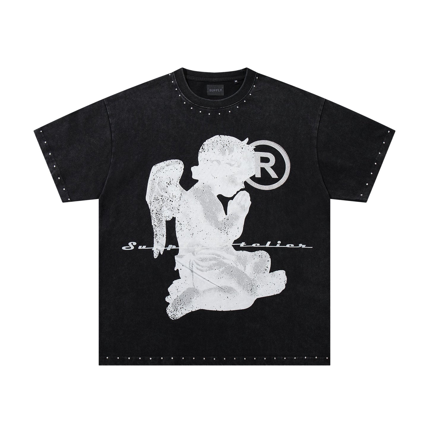 SUPPLY TEE Stud-Trim Flame Graphic T-Shirt — hero
