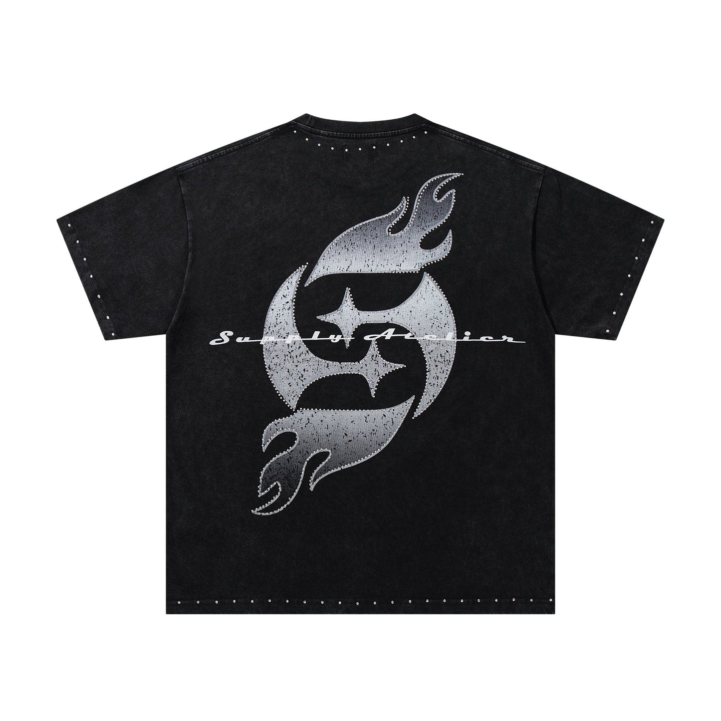 SUPPLY TEE Stud-Trim Flame Graphic T-Shirt — back