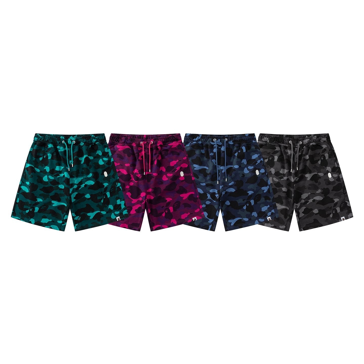 BAPE Camouflage Ape-Head Graphic Shorts — comparison