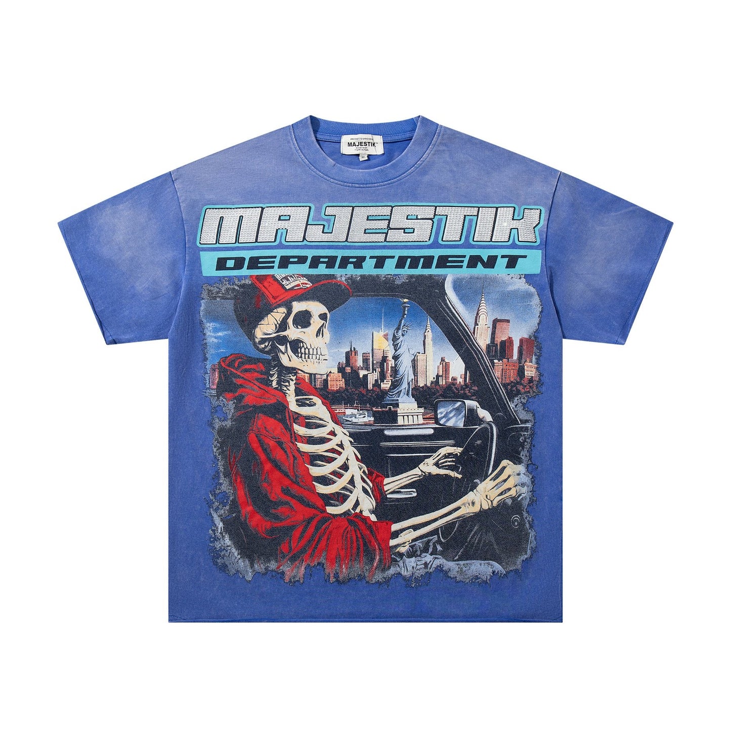 MAJESTIK Skeleton Driver Graphic T-Shirt — front