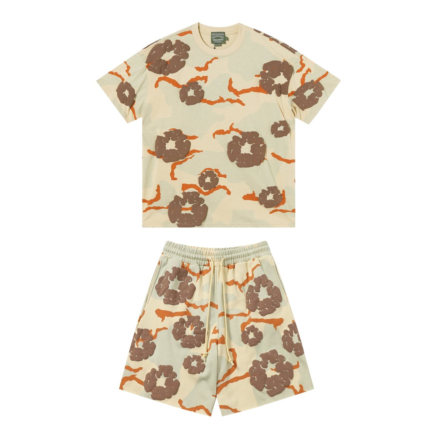 DENIM TEARS Floral Camo T-Shirt & Shorts Set — front