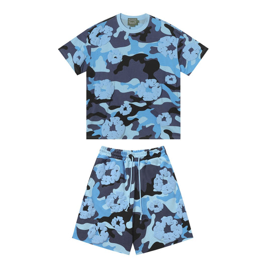 DENIM TEARS Cotton Flower Camo Short-Sleeve Set — hero
