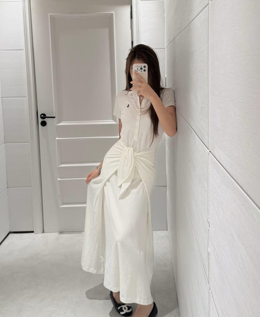 Test2-Ralph Lauren White Tie-Waist Polo Dress — hero