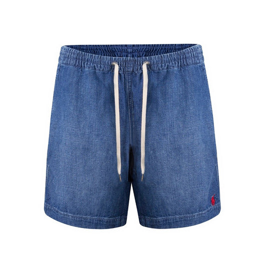 Test2-Ralph Lauren Washed Blue Drawstring Denim Shorts — hero