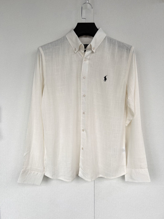 Test2-Ralph Lauren Ivory White Linen Long-Sleeve Shirt — hero