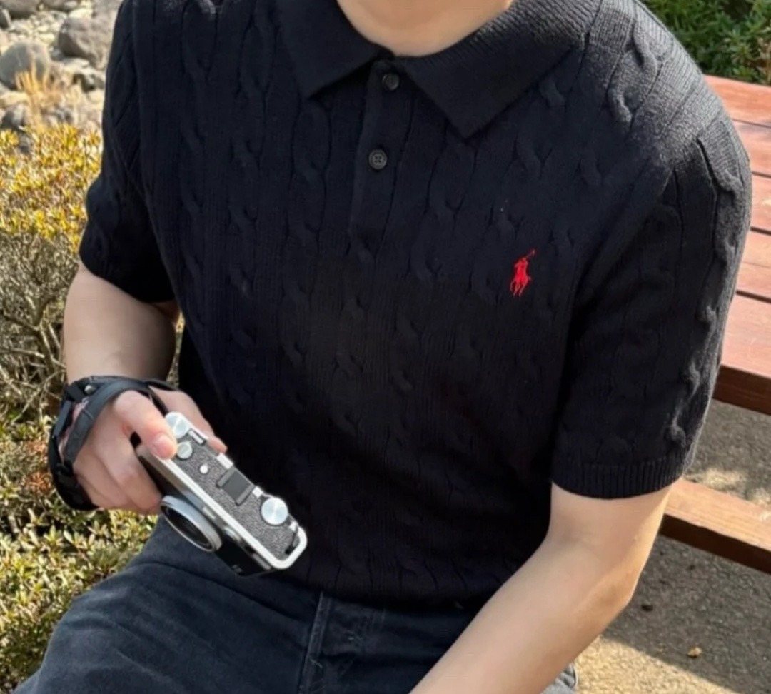 Test2-Ralph Lauren Cable-Knit Polo Shirt — front